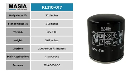 Filtro De Aceite Keltec Technolab KL310-017