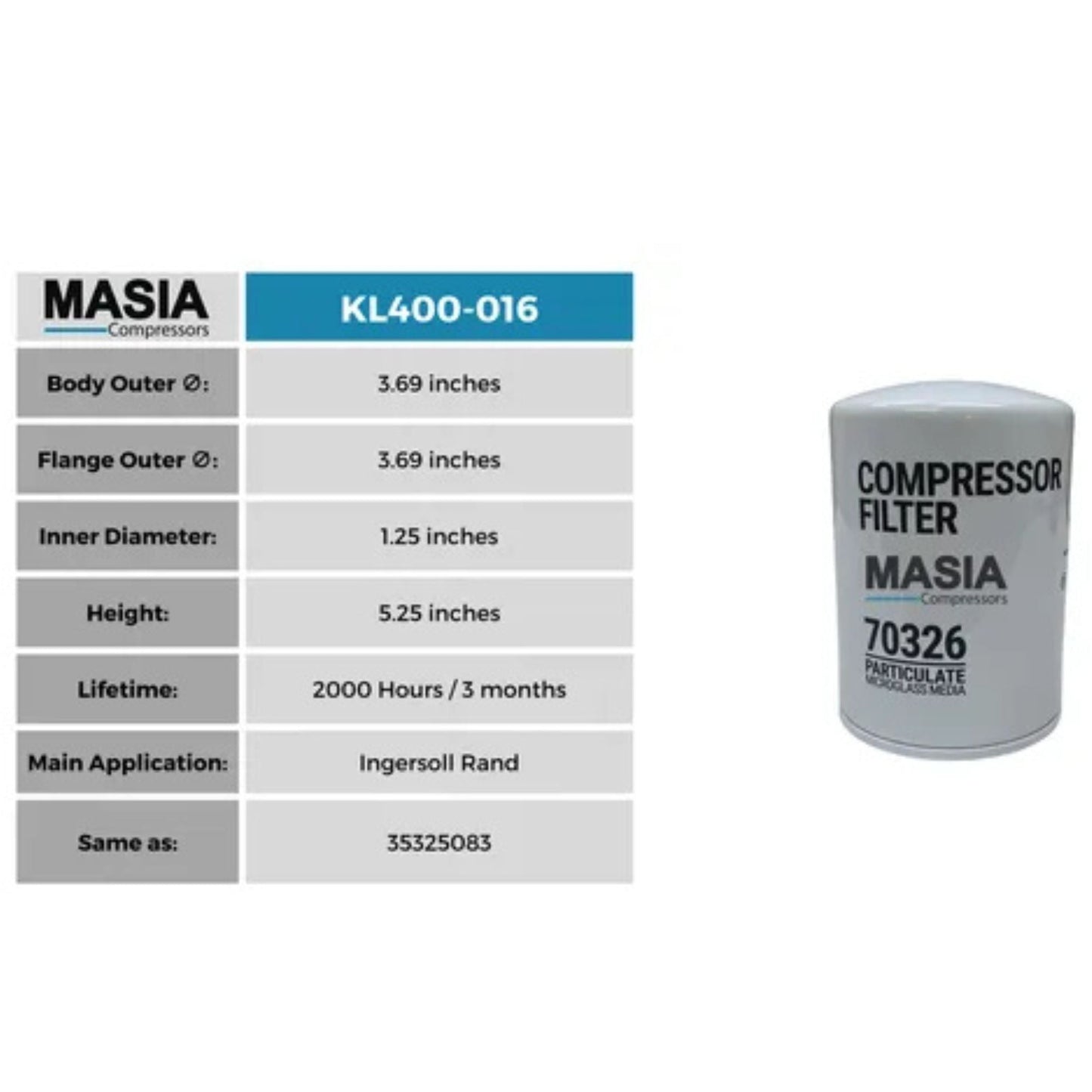 Filtro De Aceite Ingersoll Rand 35325083
