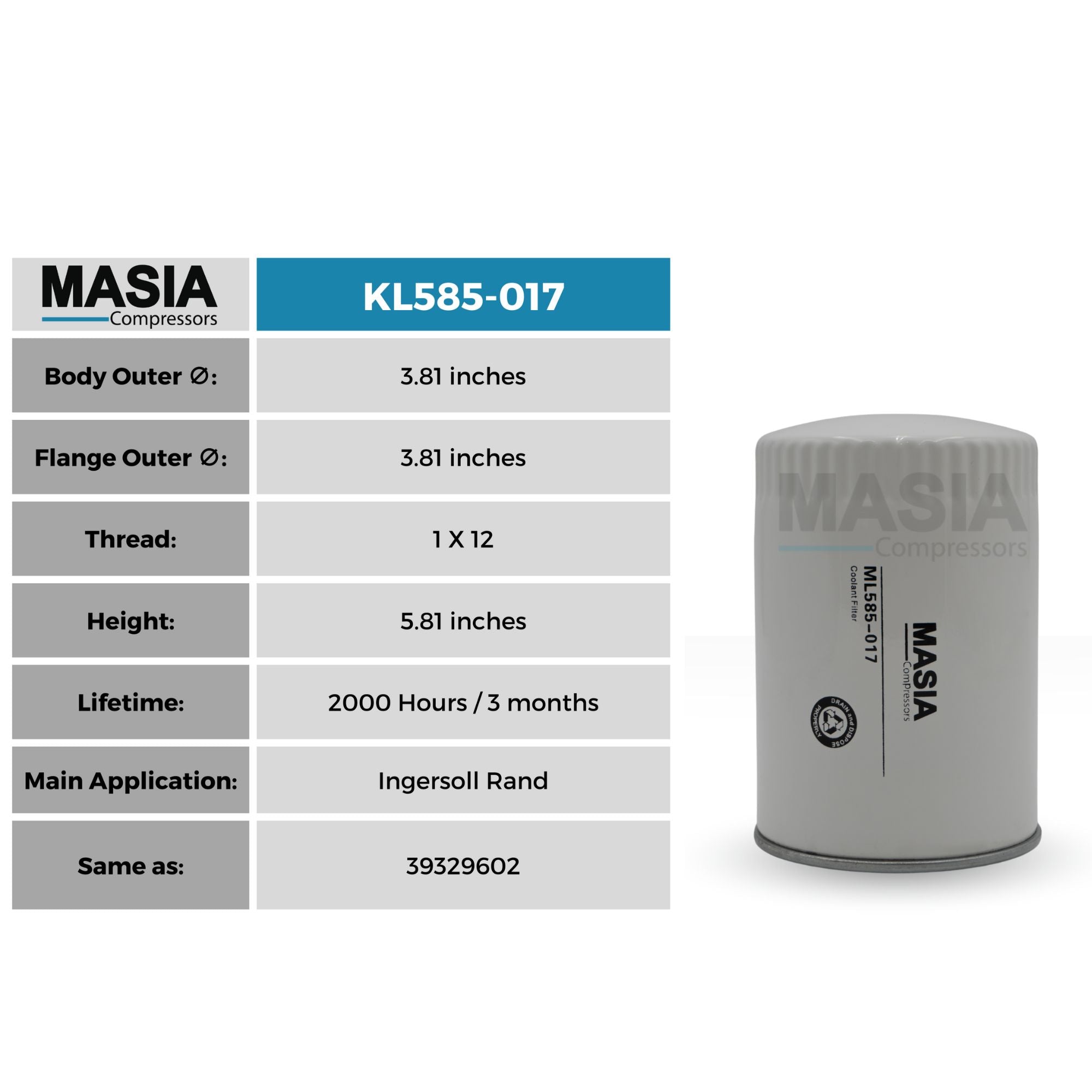 Filtro De Aceite Ingersoll Rand 93568285