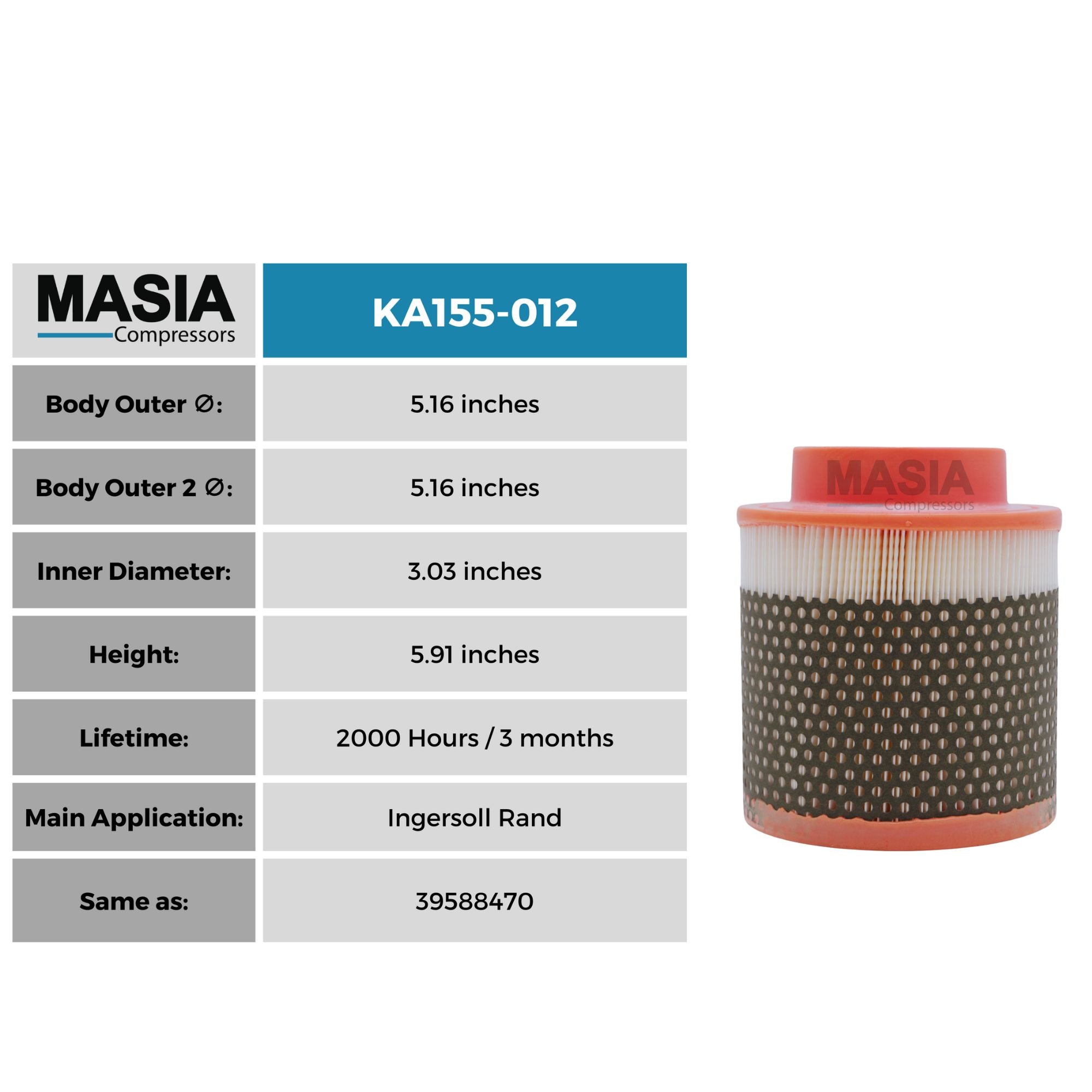 Filtro De Aire Ingersoll Rand 24262784