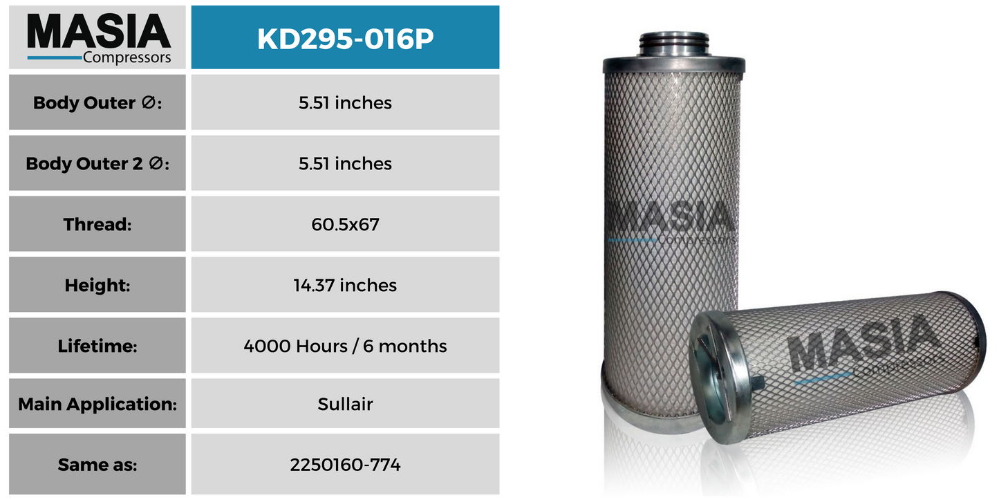 MD295-016P Filtro Separador Masia Compressors