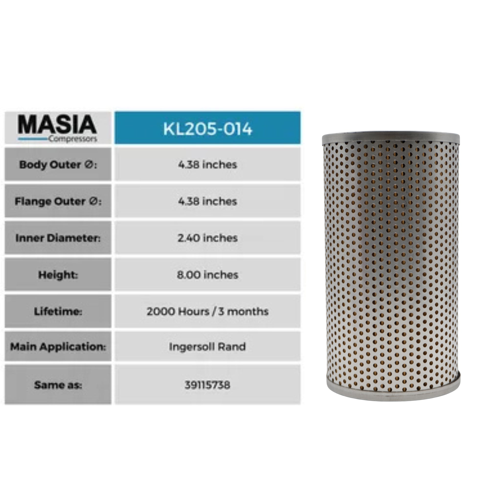 Filtro De Aceite Ingersoll Rand 39711650