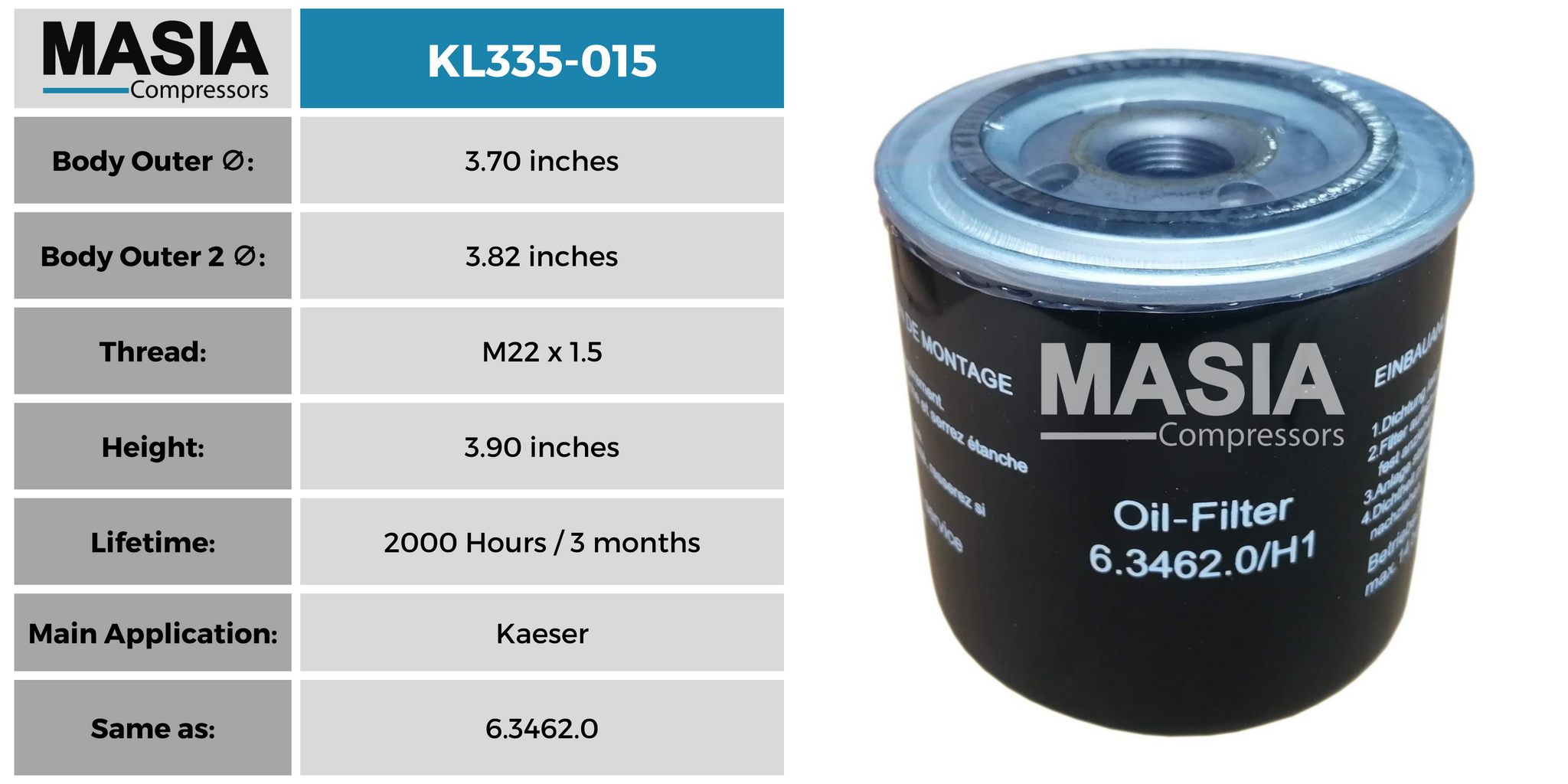 Filtro De Aceite Atlas Copco 2202-9296-50