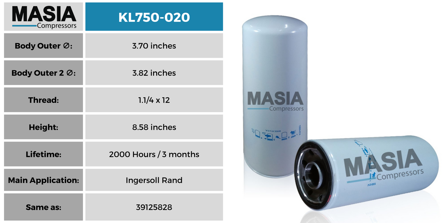 Filtro De Aceite Ingersoll Rand 39125828