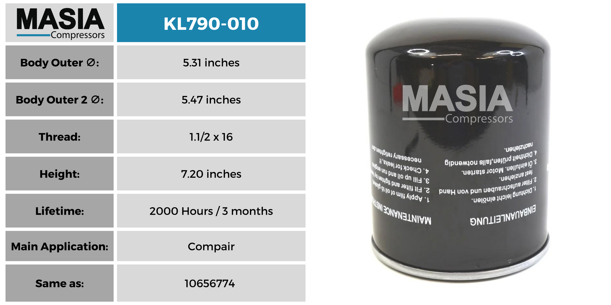Filtro De Aceite Eaton Compressor FILTER022