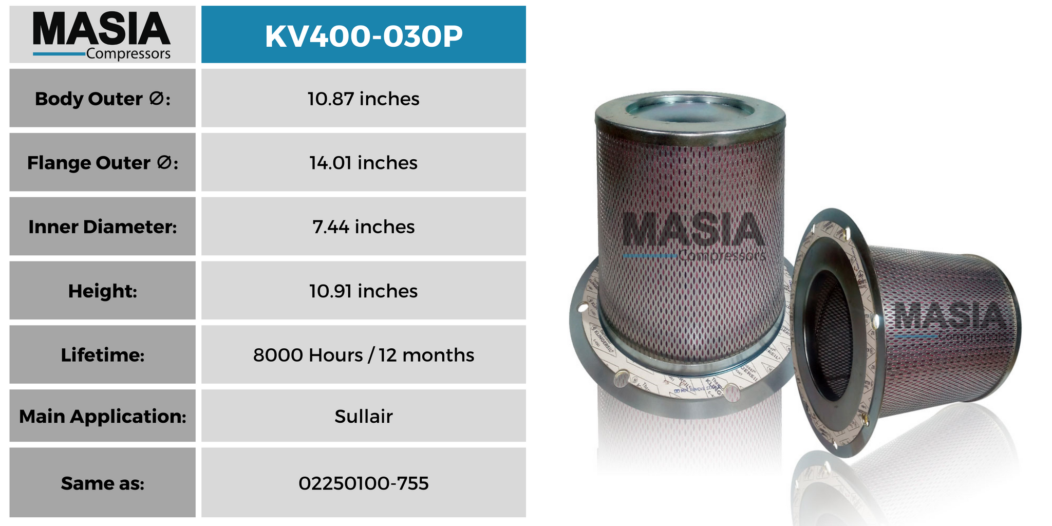 Filtro Separador Sullair 02250100-753