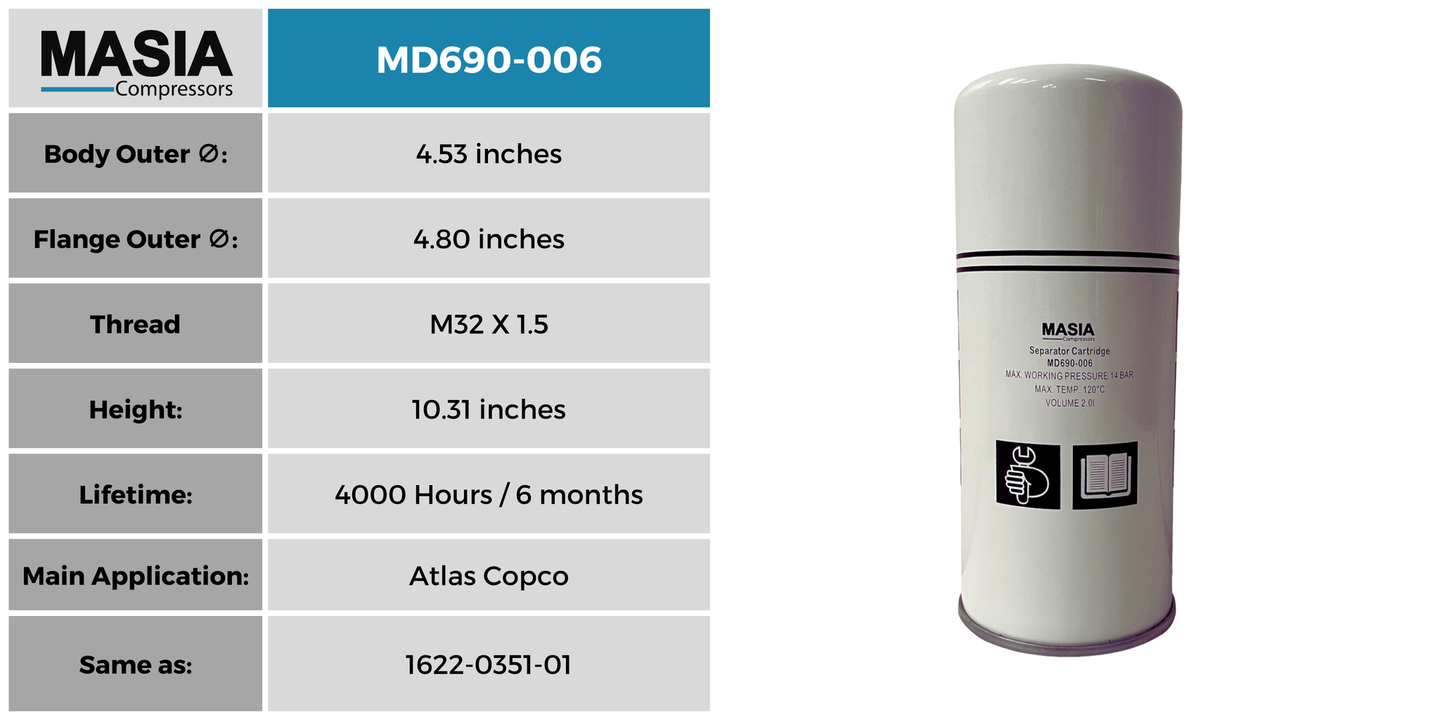 Filtro separador Worthington 6221357800