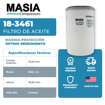 6.3461.0 Filtro de Aceite Compatible con Kaeser