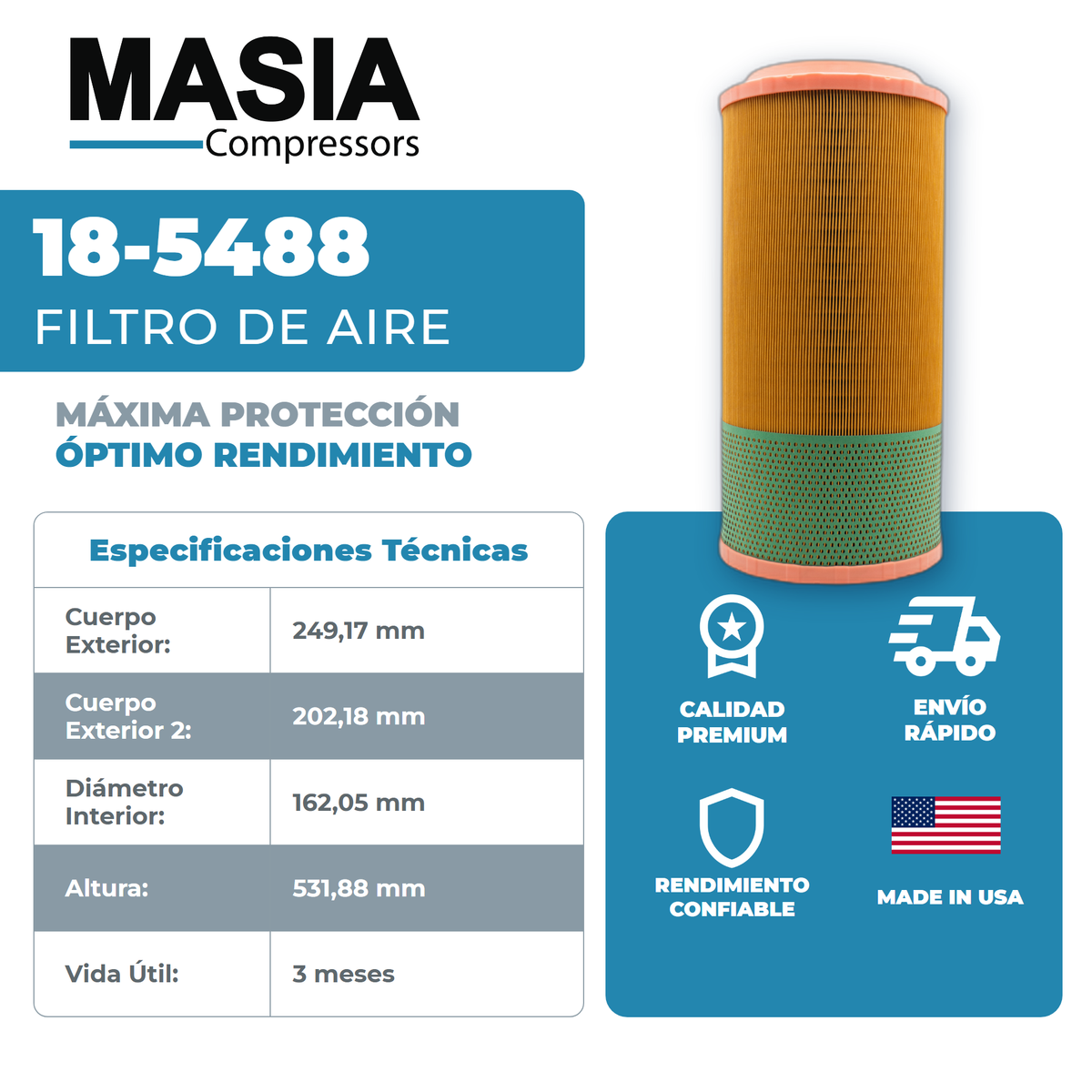 23388275 Filtro de Aire Compatible con Ingersoll Rand