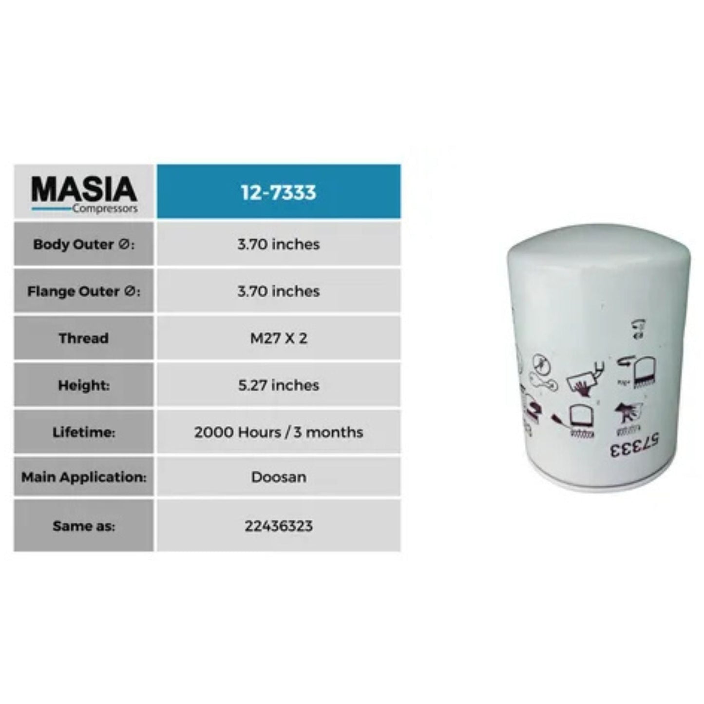 Filtro De Aceite Doosan P/n: 22436323