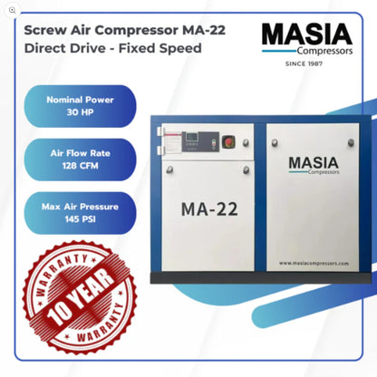 Compresor de Aire Industrial De Tornillo 30 HP | 220V,Trifásico,128 CFM,145 PSI