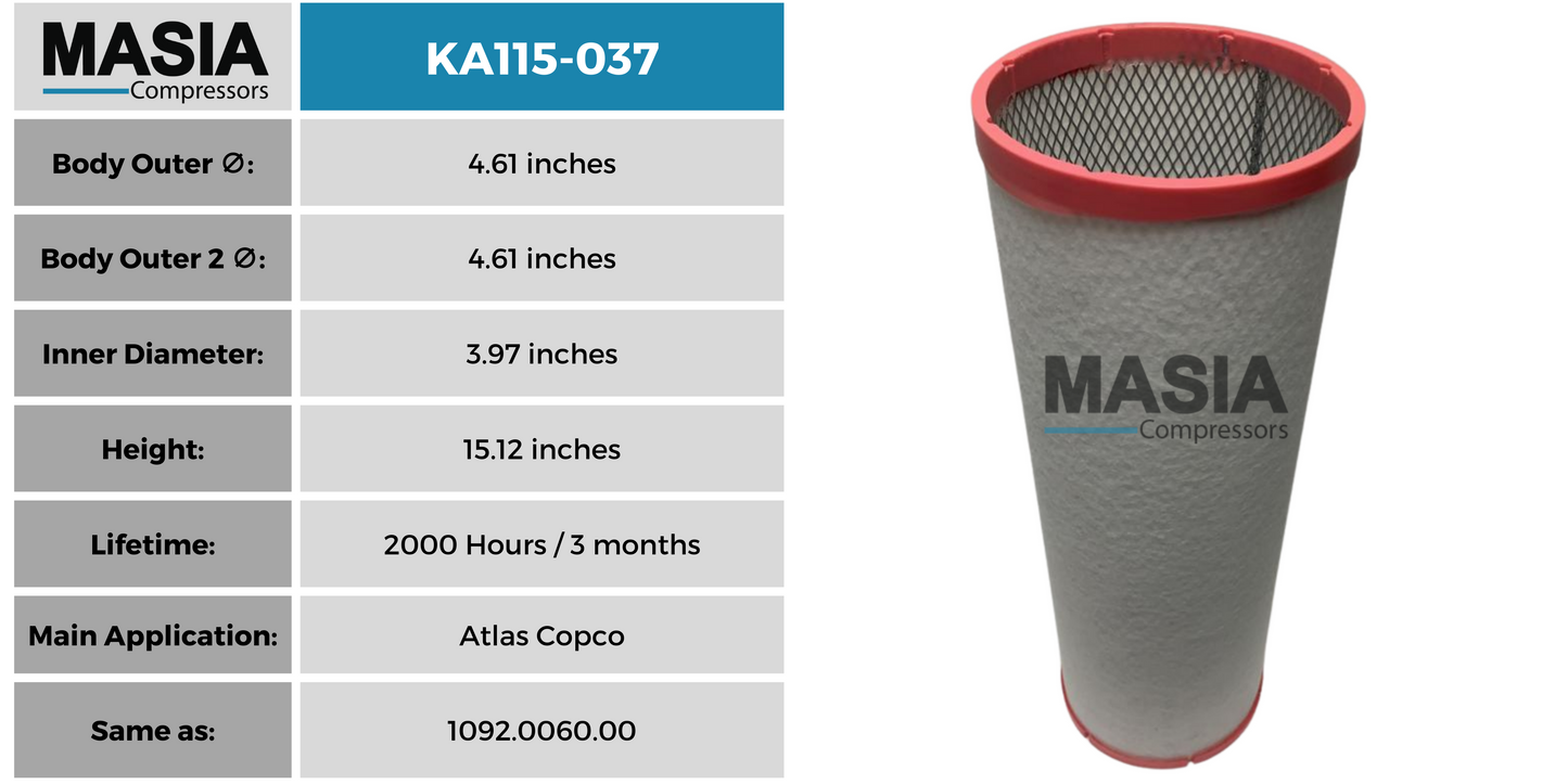 Filtro De Aire Atlas Copco 1092-1006-00