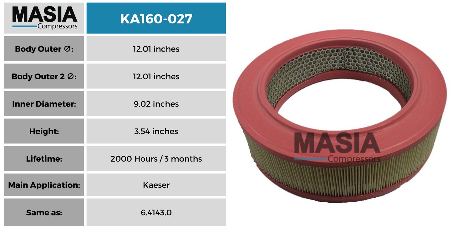 Filtro De Aire Masia Compressors MA160-027