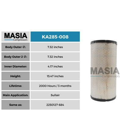 Filtro De Aire Sullair 2250161-684