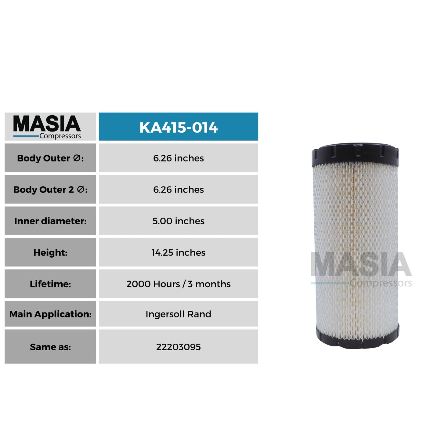 Filtro De Aire Ingersoll Rand 22203095