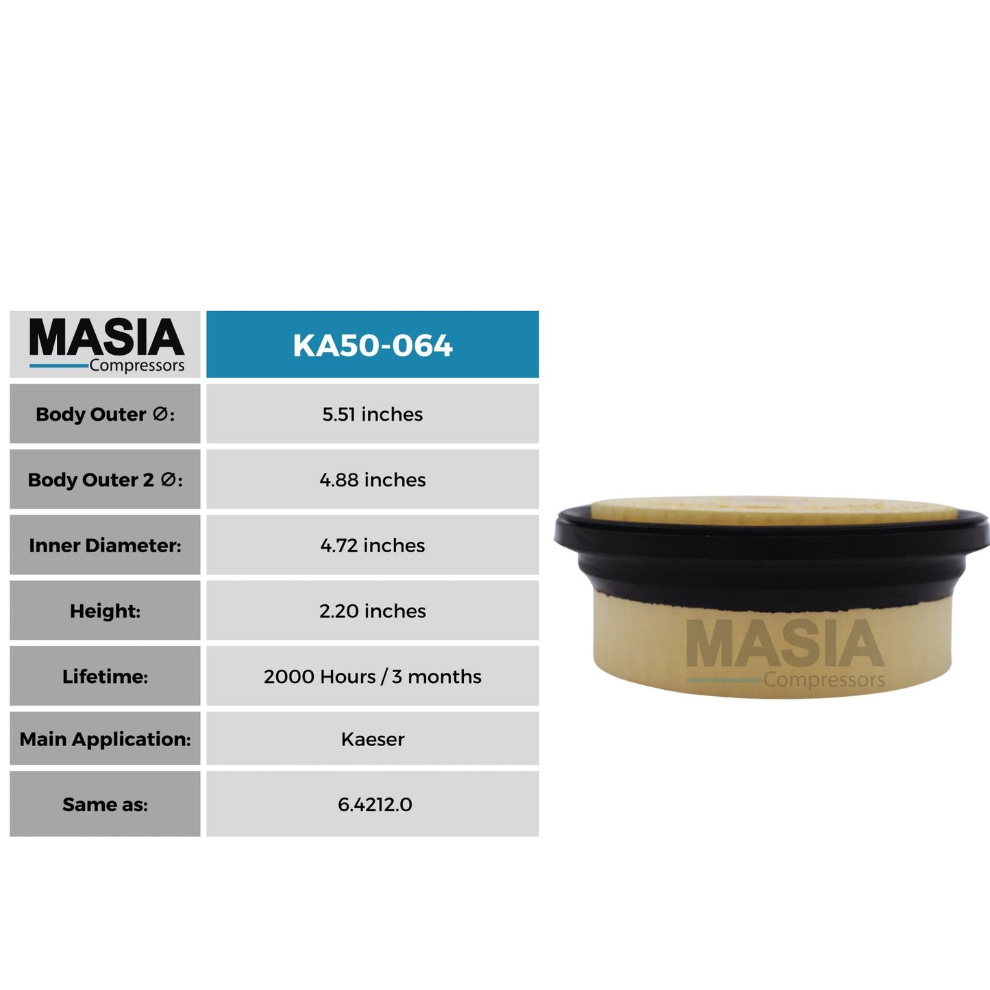 Filtro de Aire Masia Compressors MA50-064