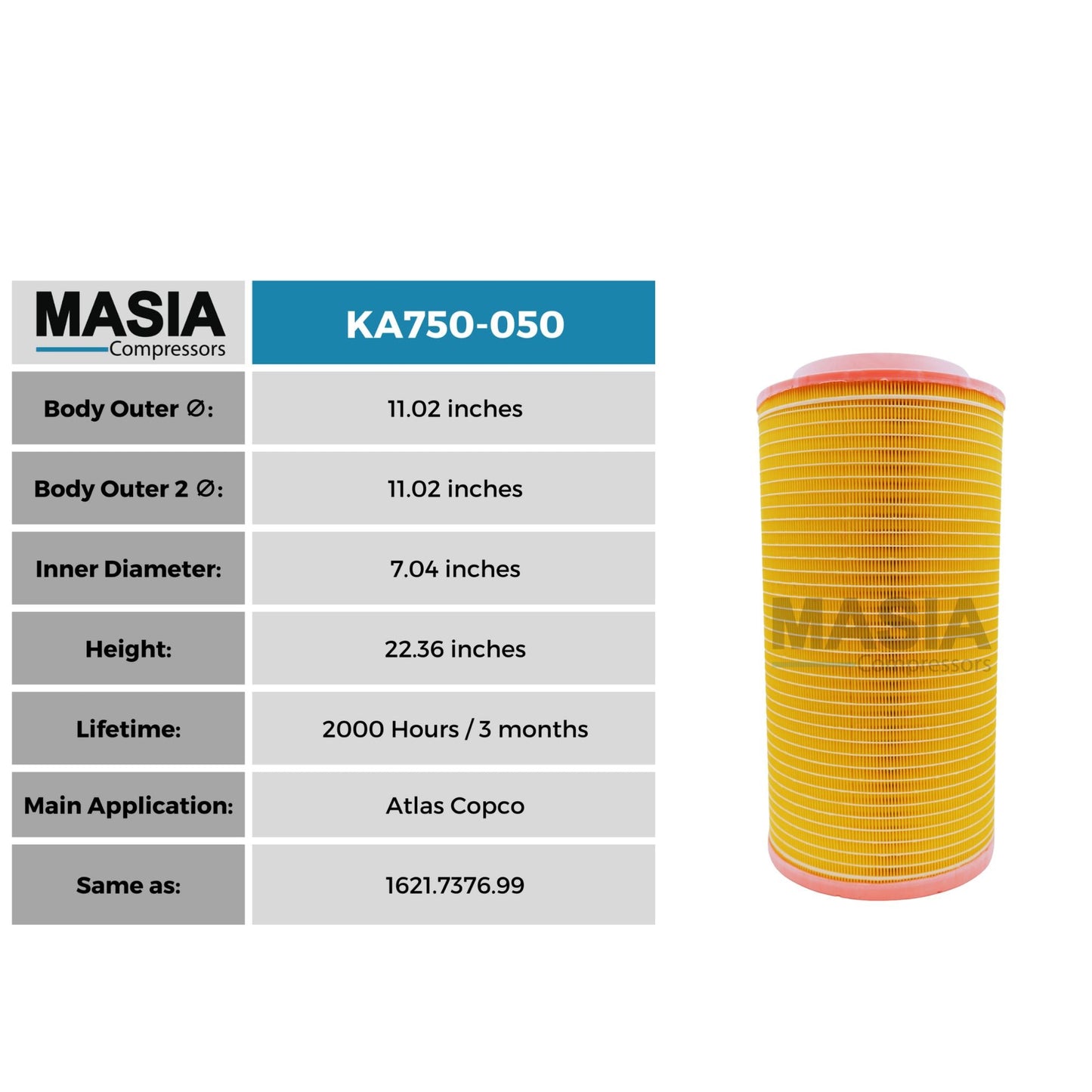 Filtro De Aire Atlas Copco 1621-7376-00