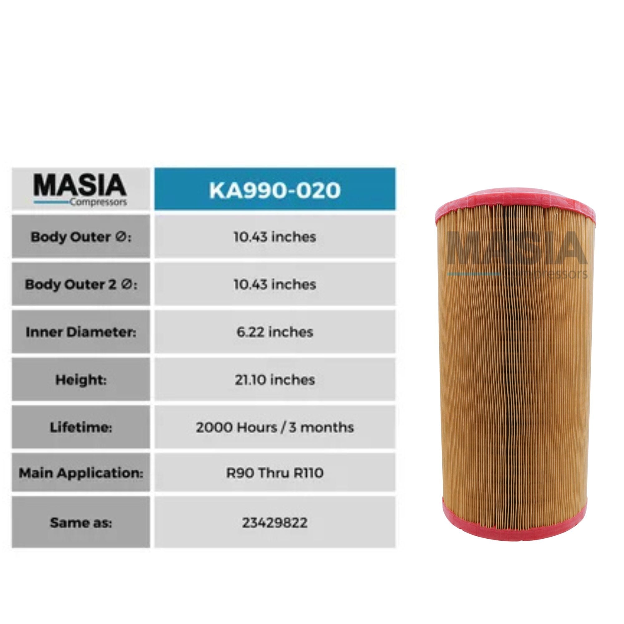 Filtro De Aire Ingersoll Rand 23429822