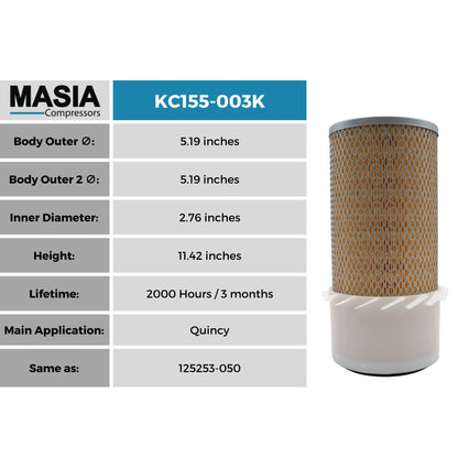 Filtro De Aire Keltec Technolab KC155-003K.