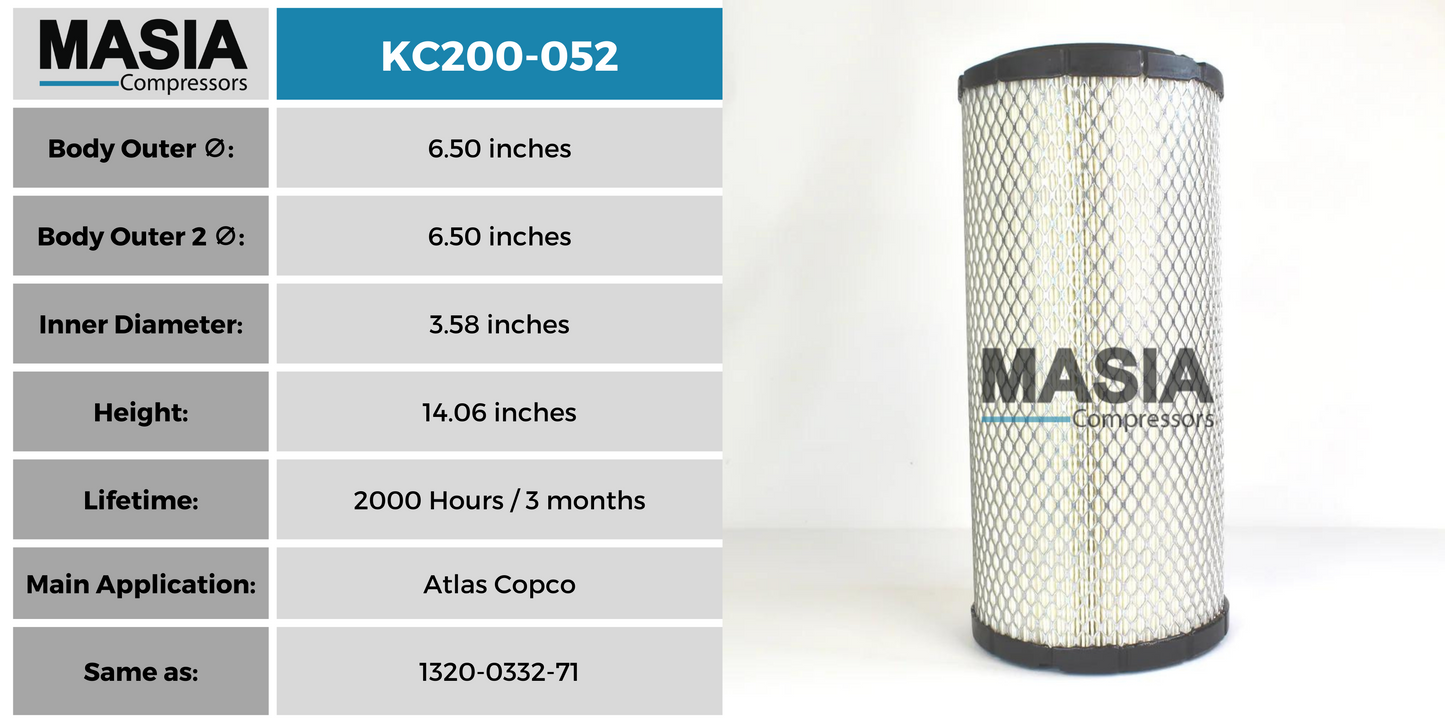 Filtro De Aire Atlas Copco 1320-0332-71