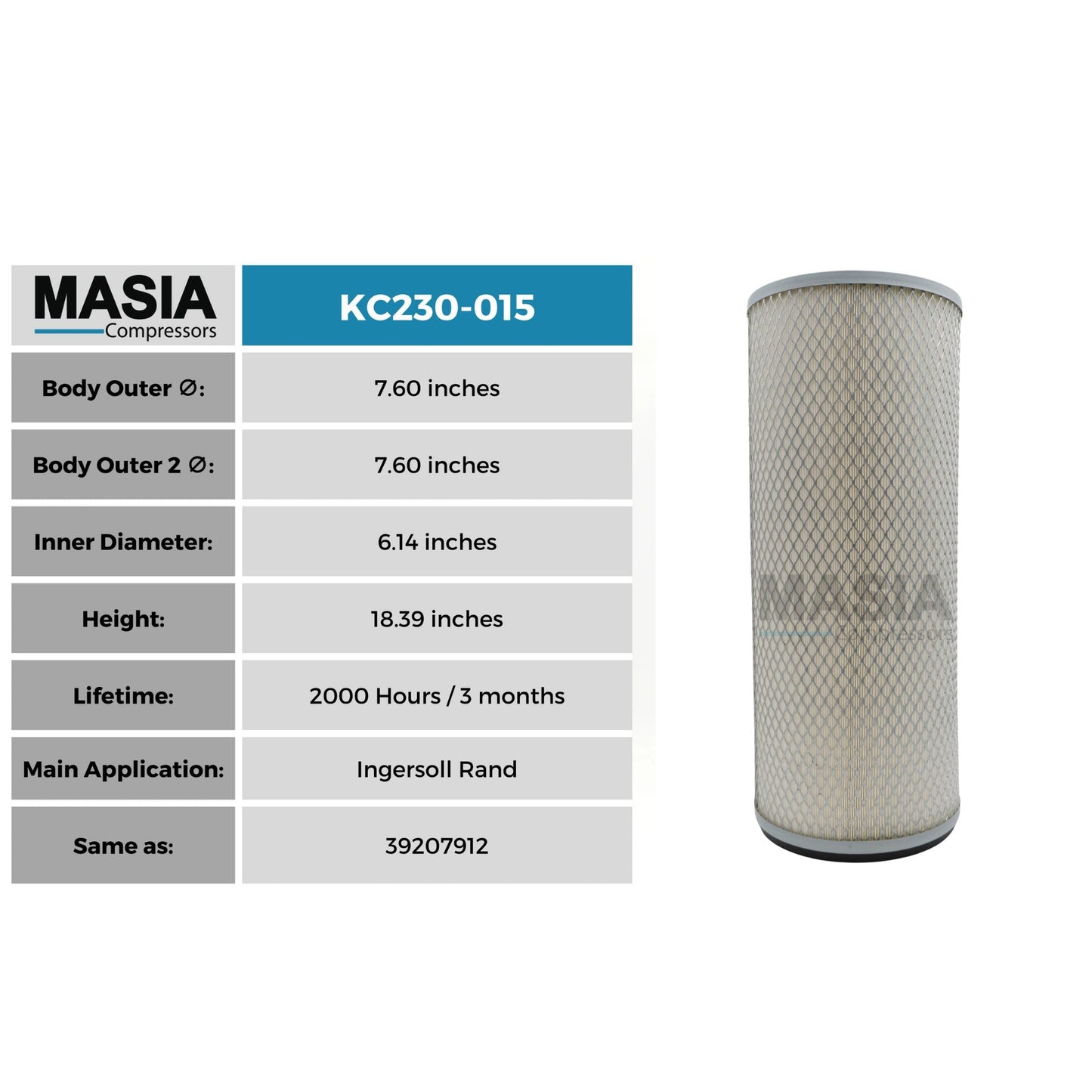 Filtro De Aire Ingersoll Rand 39207912