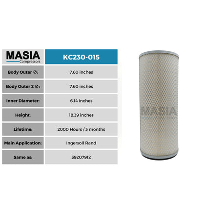 Filtro De Aire Ingersoll Rand 39207972