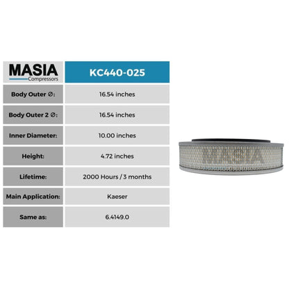 Filtro De Aire Kaeser 6.4149.0