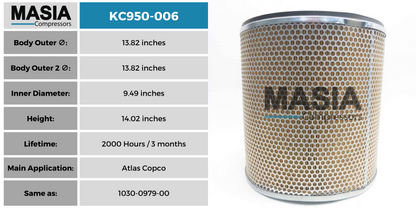 Filtro De Aire Atlas Copco 1630-0406-00