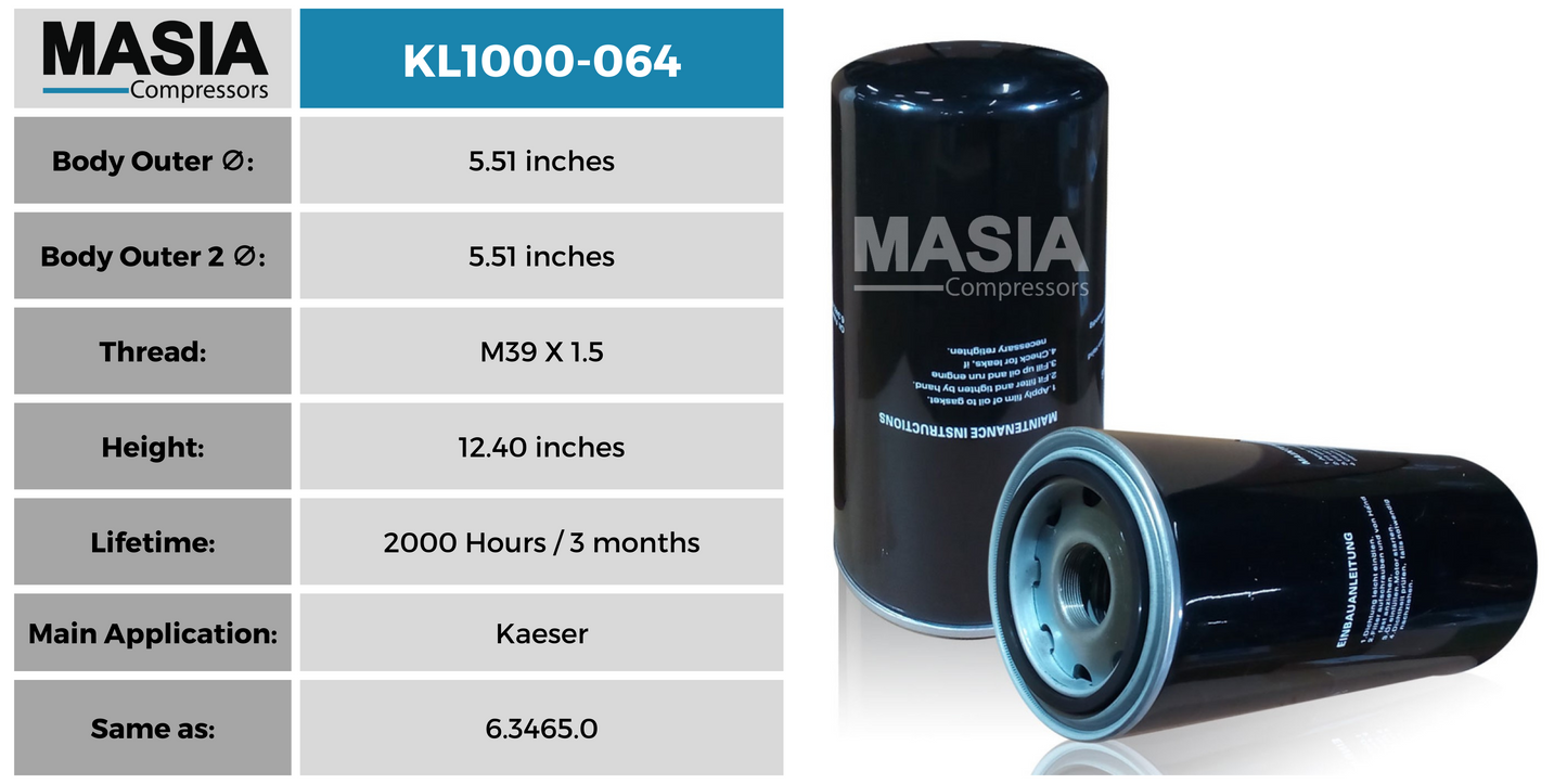 ML1000-064 Filtro de Aceite Masia Compressors