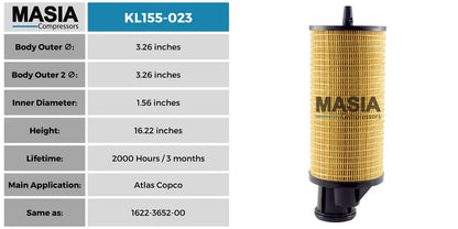 ML155-023 Filtro de Aceite Masia Compressors