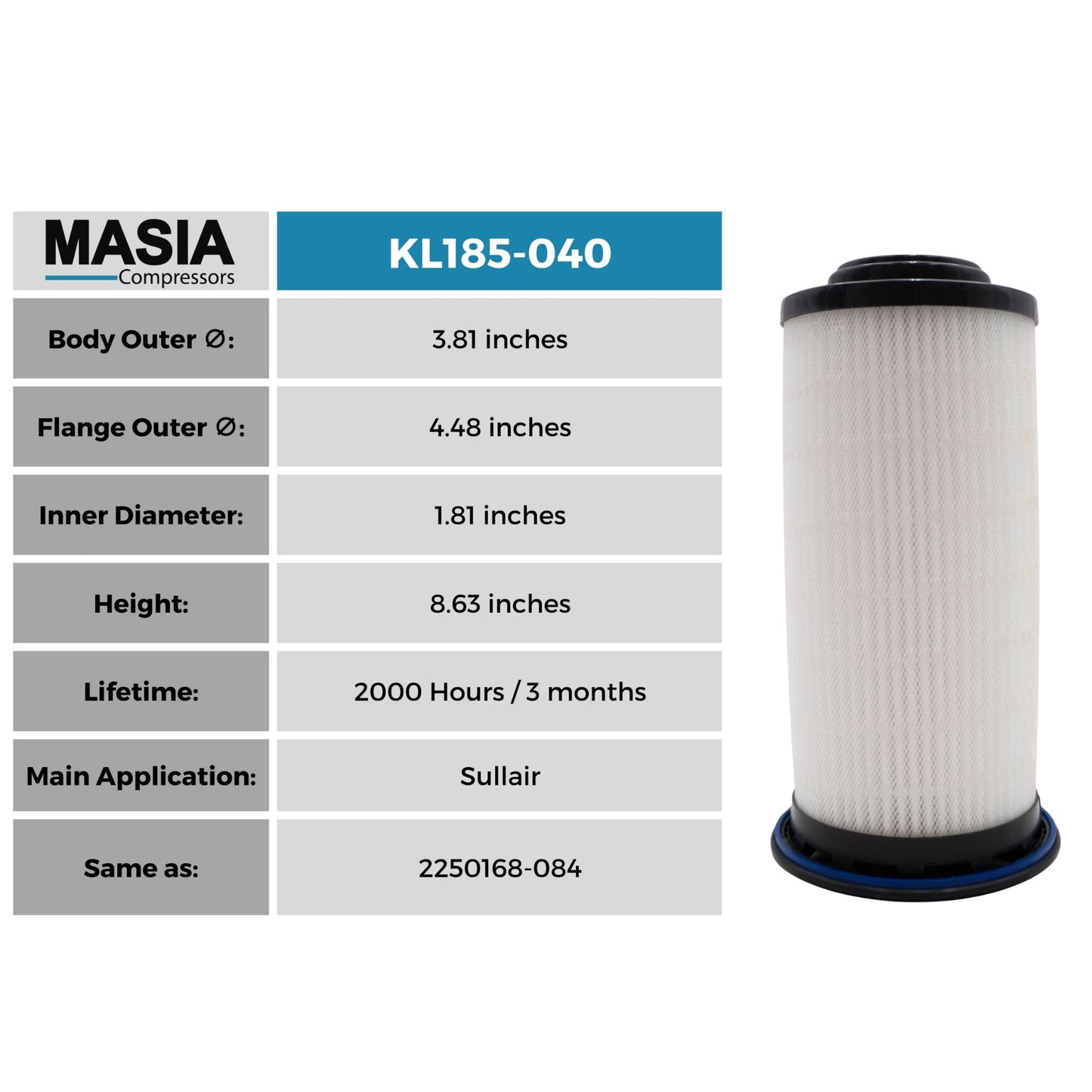 Filtro De Aceite Sullair 2250168 084