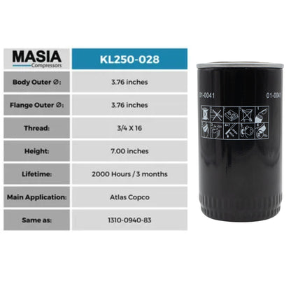 Filtro De Aceite Atlas Copco 1310-2507-62