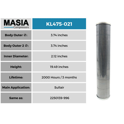 Filtro De Aceite Sullair 02250139-996