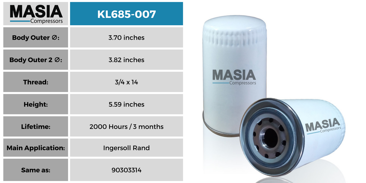 ML685-007 Filtro de Aceite Masia Compressors