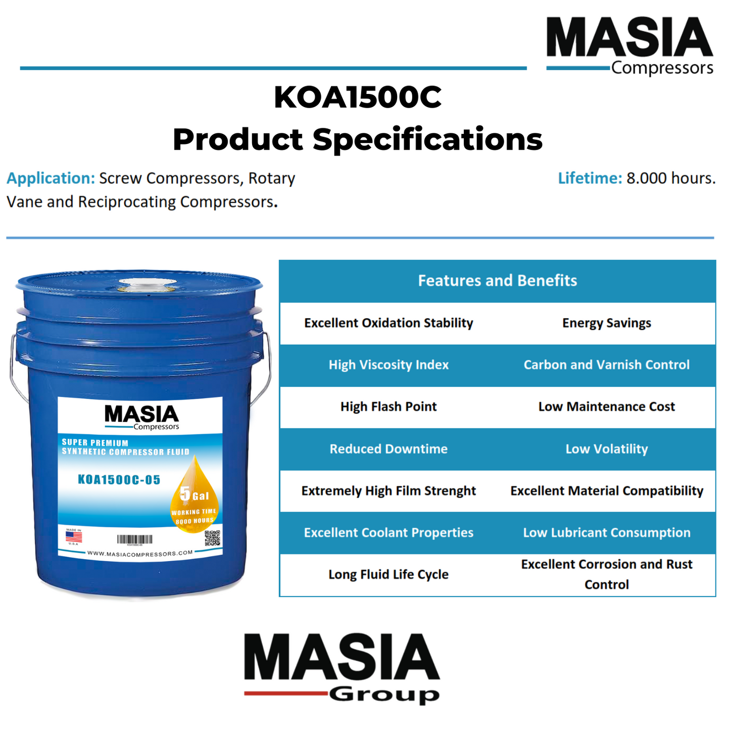 39163266 Lubricante para Compresor Compatible con Ingersoll Rand-5 gal