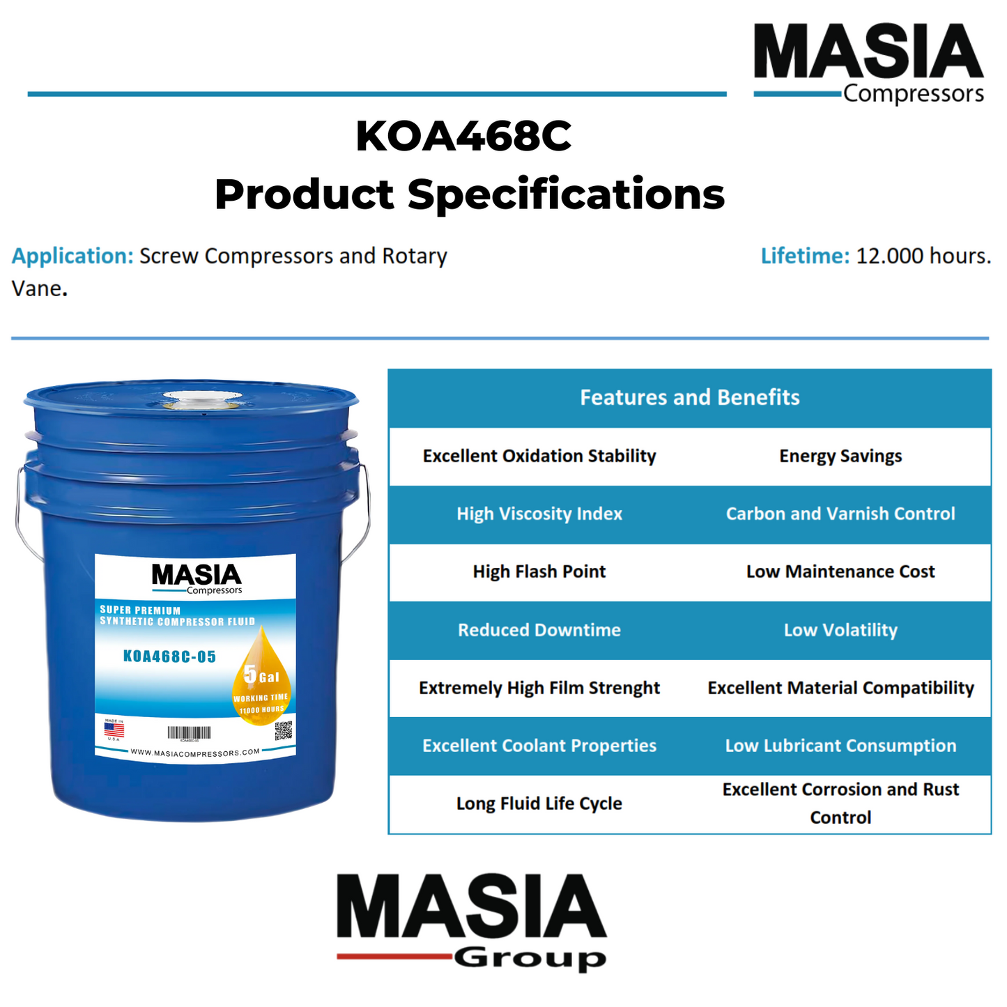 Quin-Syn 2445 Lubricante para Compresor Compatible con Quincy-6 gal