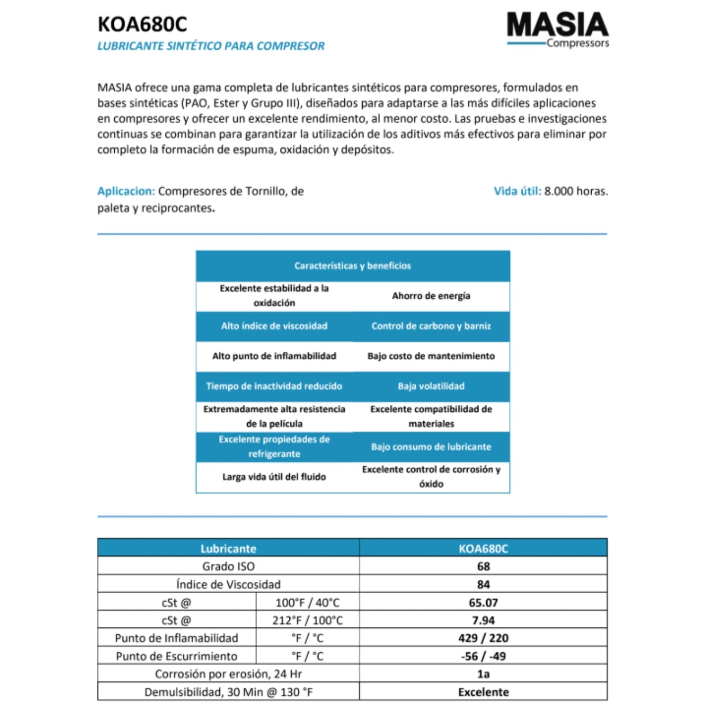 DSL-68 Lubricante para Compresor Compatible con Summit-330 gal