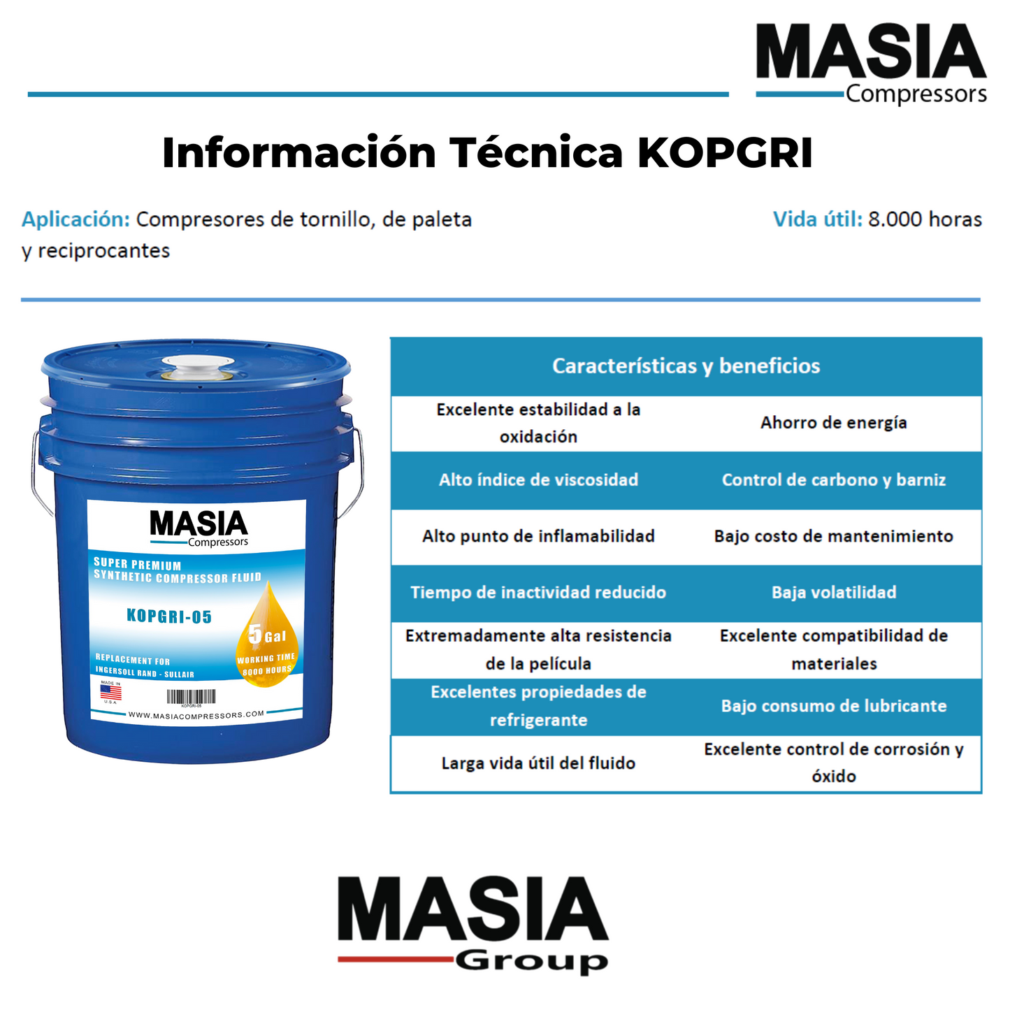 Aceite American Synthol Pgri-05 Base Pag Cubeta 5 Galones