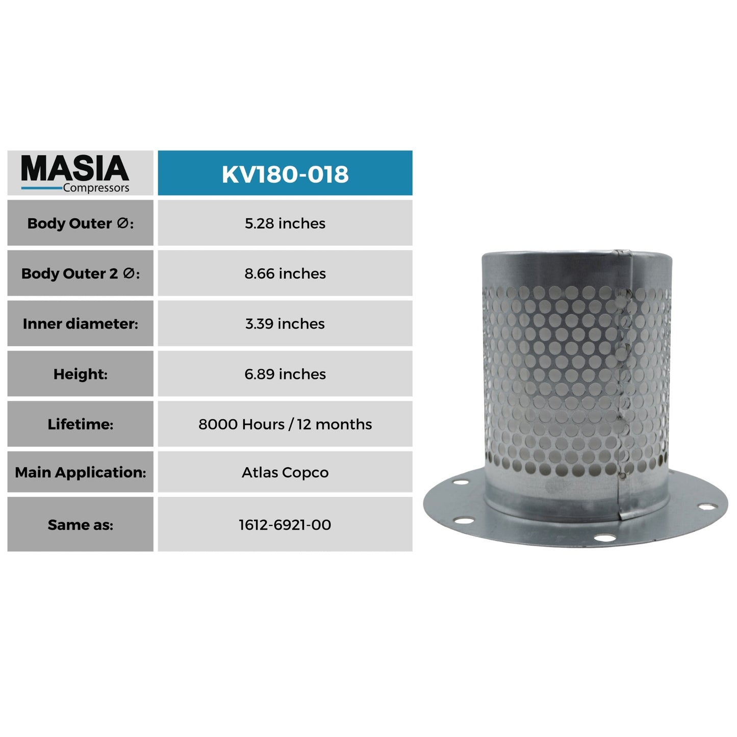 Filtro Separador Atlas Copco 1612-6921-00