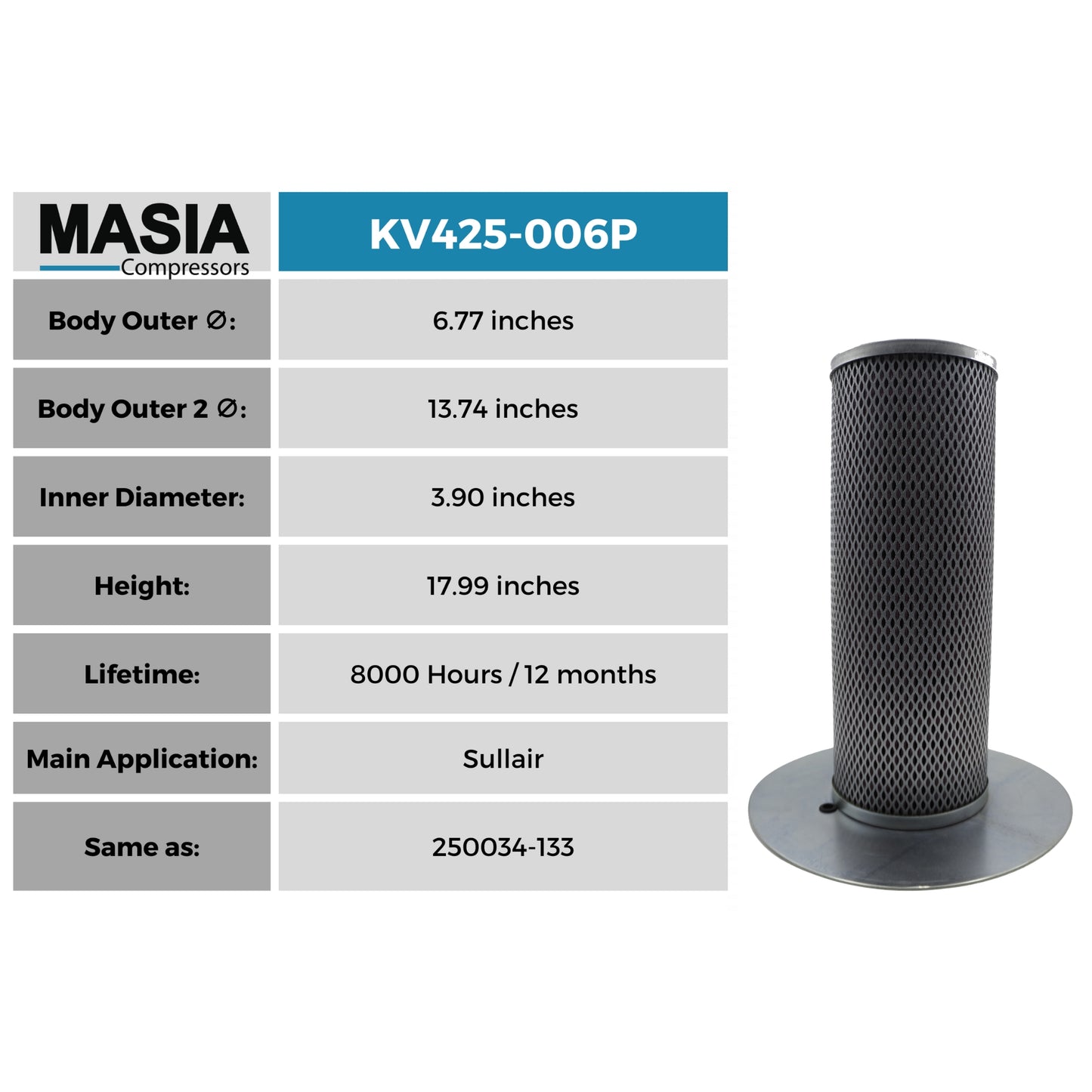 MV425-006P Filtro Separador Masia Compressors