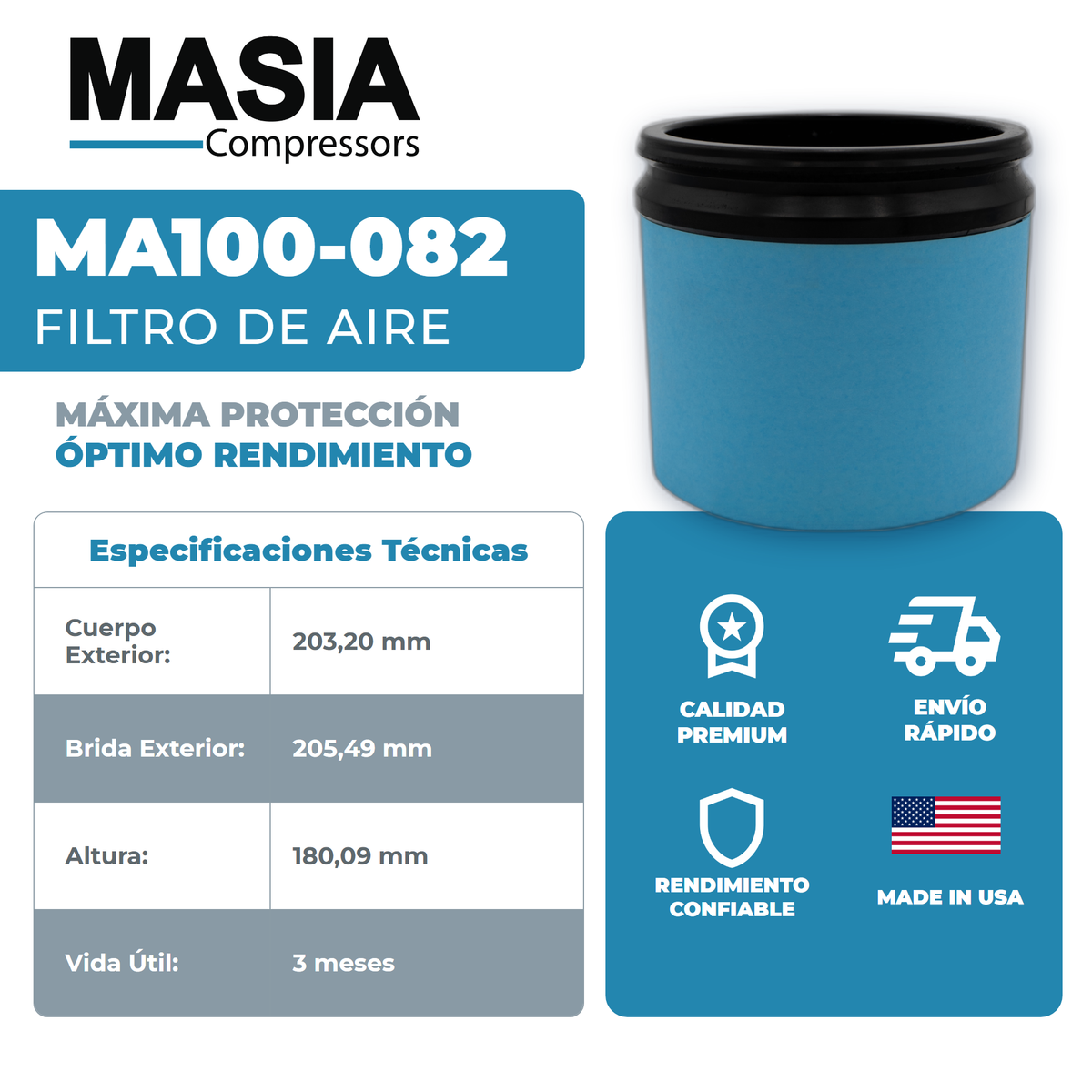 537702330710 Filtro de Aire Compatible con Kaishan Compressor