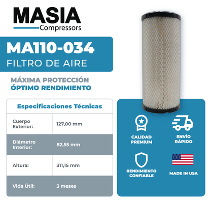 2118314 Filtro de Aire Compatible con Gardner Denver