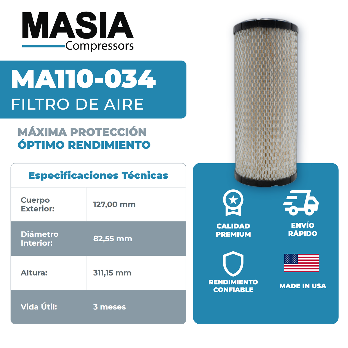 3214311700 Filtro de Aire Compatible con Mmd Equipment