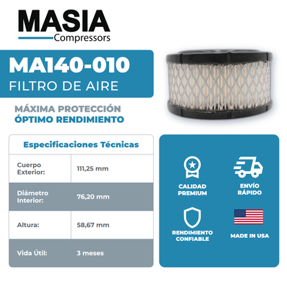 KA140-010 Filtro de Aire Keltec Technolab