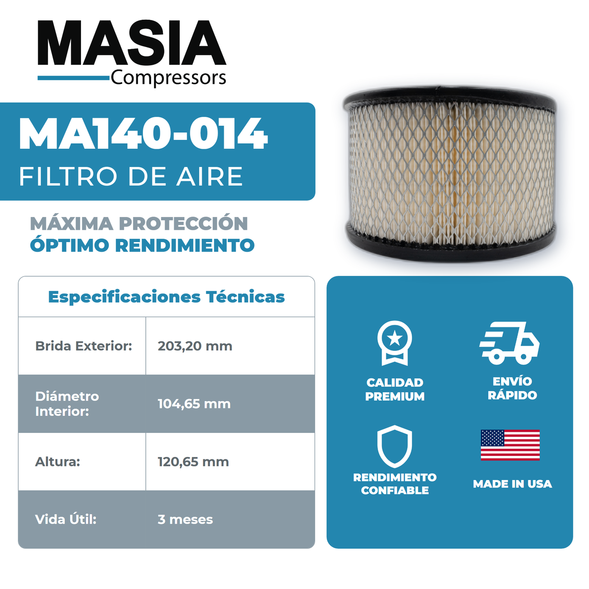 KA140-014 Filtro de Aire Keltec Technolab