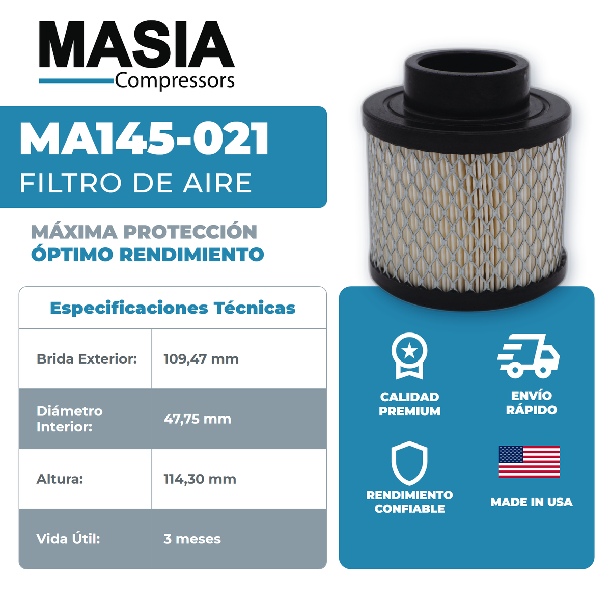 45 031 54 154 Filtro de Aire Compatible con Mann Filter