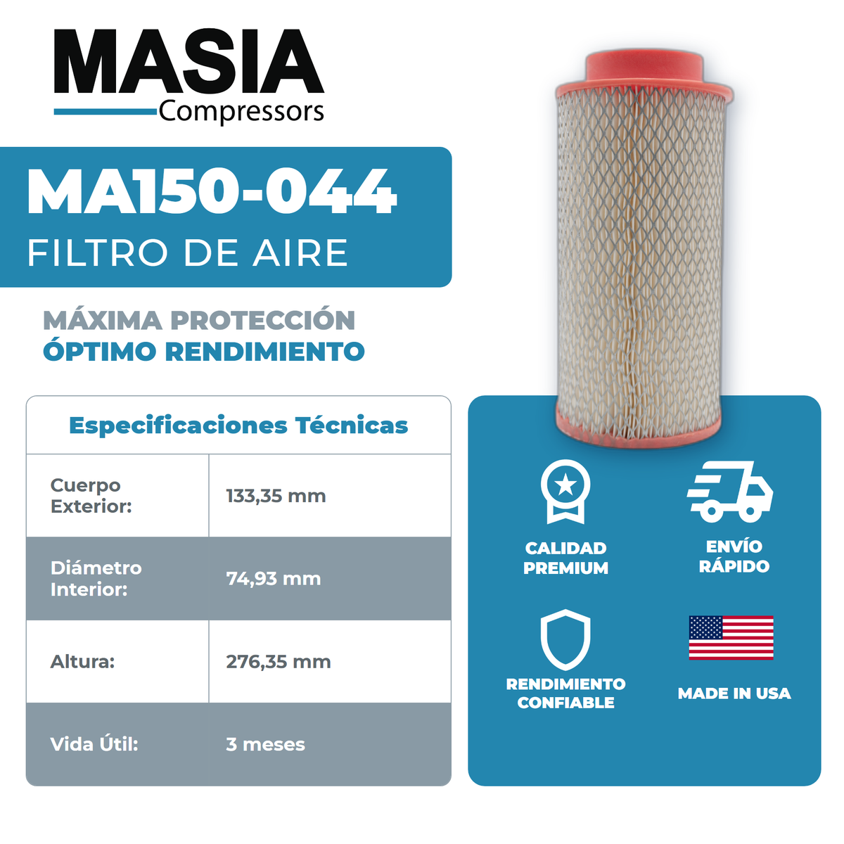 39829668 Filtro de Aire Compatible con Ingersoll Rand