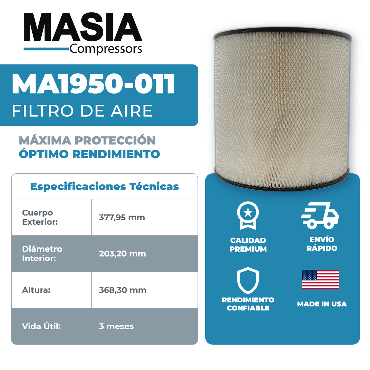 39903265 Filtro de Aire Compatible con Ingersoll Rand