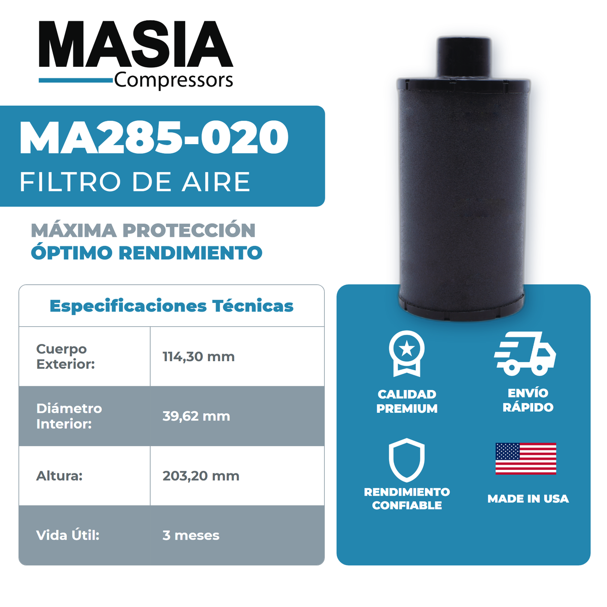 KA285-020 Filtro de Aire Keltec Technolab