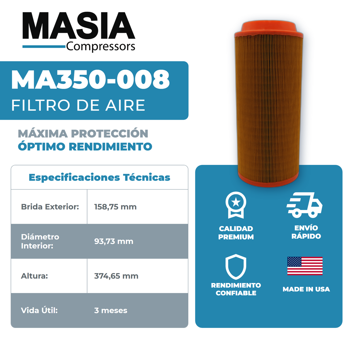 41947 Filtro de Aire Compatible con Pneumofore